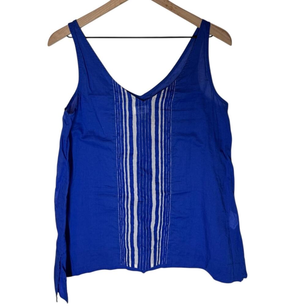 Old Navy Petite Small Blue Tank Top Stripe Detail Sleeveless Summer SP